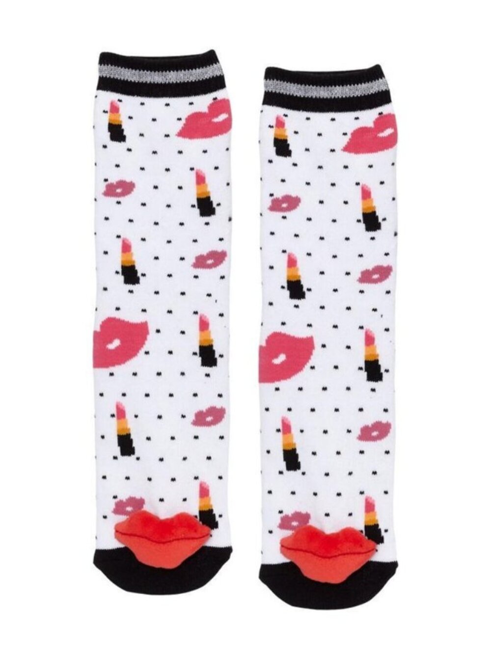 Youth Lipstick & Lips Slipper Socks Funny Cozy Socks